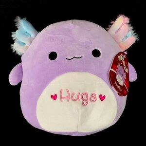 Squishmallows “Monica” Embroidered Monogram “Hugs” Plush Axolotl